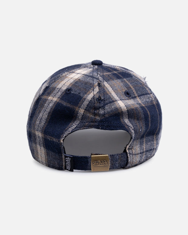 Von Dutch Gingham Dad Strapback Cap Blue - Scentleo