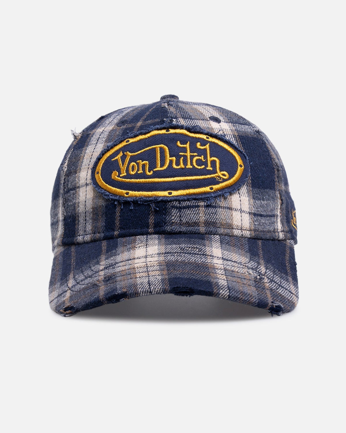 Von Dutch Gingham Dad Strapback Cap Blue - Scentleo