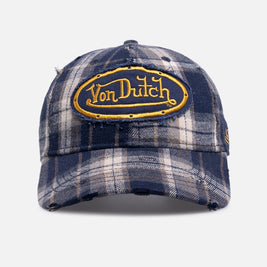 Von Dutch Gingham Dad Strapback Cap Blue - Scentleo