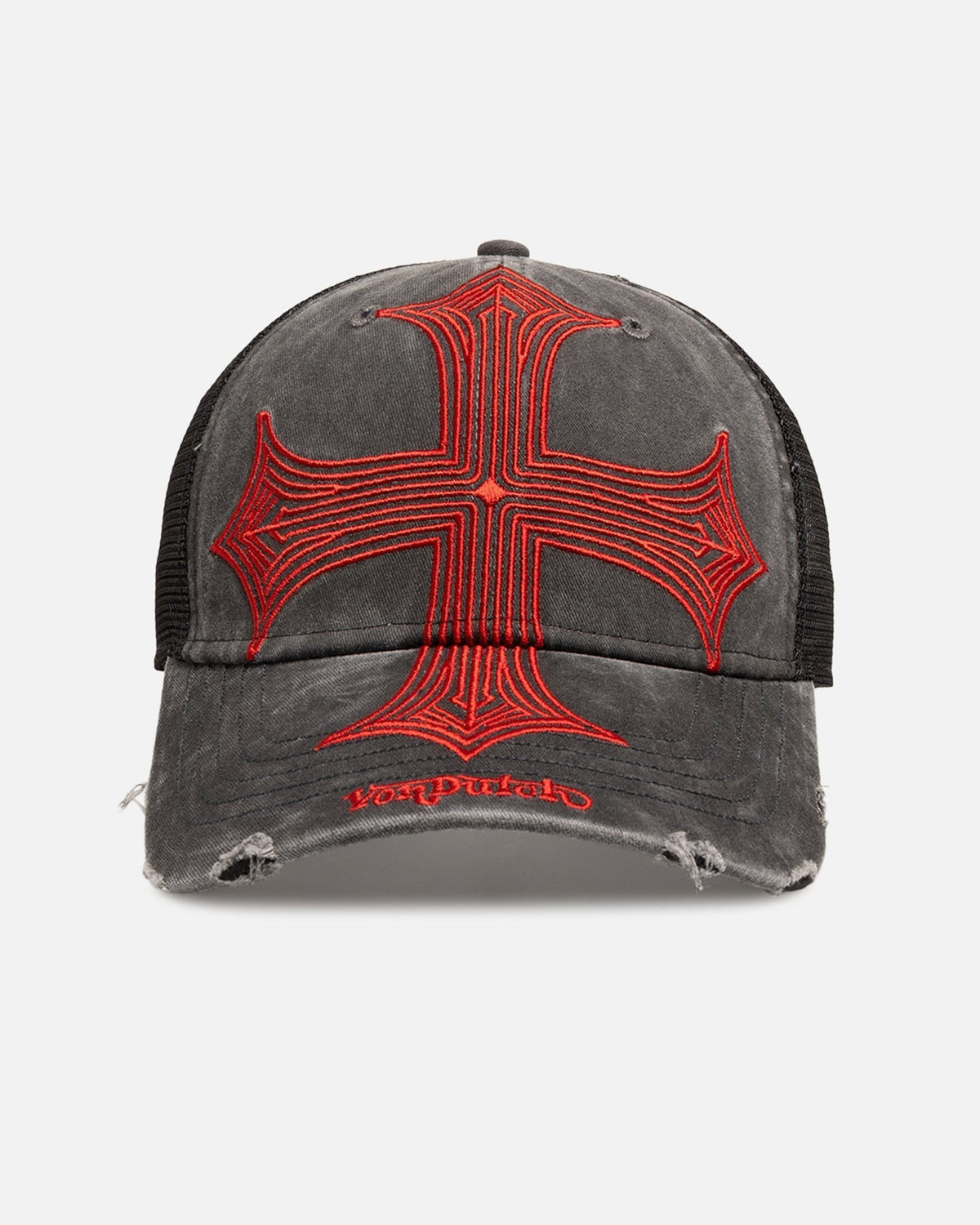 Von Dutch Worn Out Trucker Snapback Hat Washed Black - Scentleo
