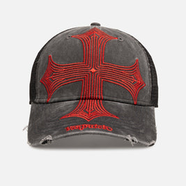 Von Dutch Worn Out Trucker Snapback Hat Washed Black - Scentleo