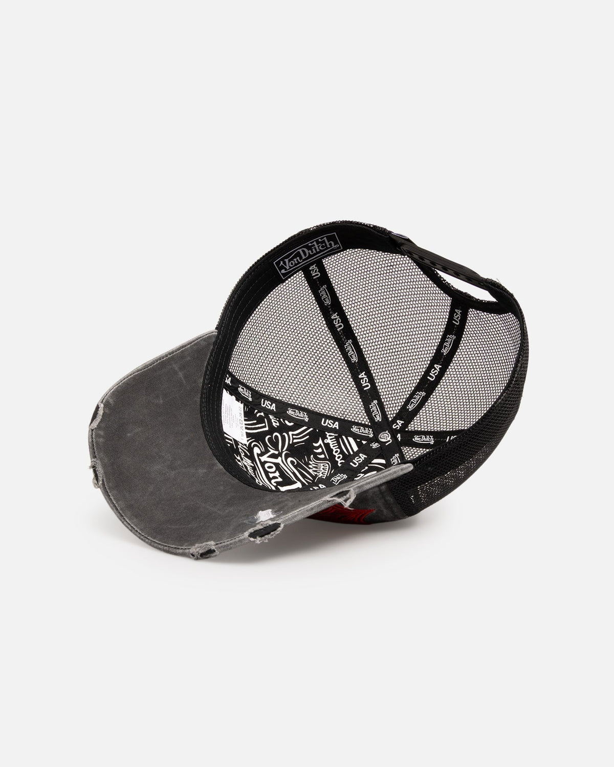 Von Dutch Worn Out Trucker Snapback Hat Washed Black - Scentleo