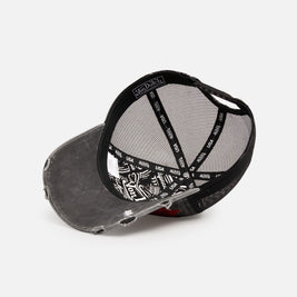 Von Dutch Worn Out Trucker Snapback Hat Washed Black - Scentleo